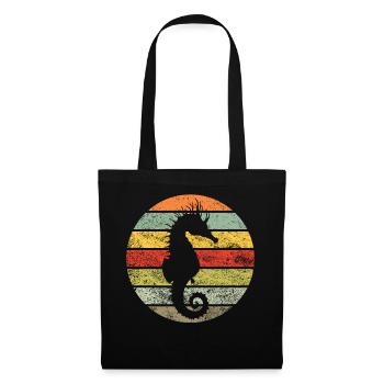 Hippocampe animaux marins rétro cadeau poisson - Sac en tissu - noir - Devant