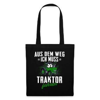Traktor Fahren Traktoren - Stoffbeutel - Schwarz - Vorne
