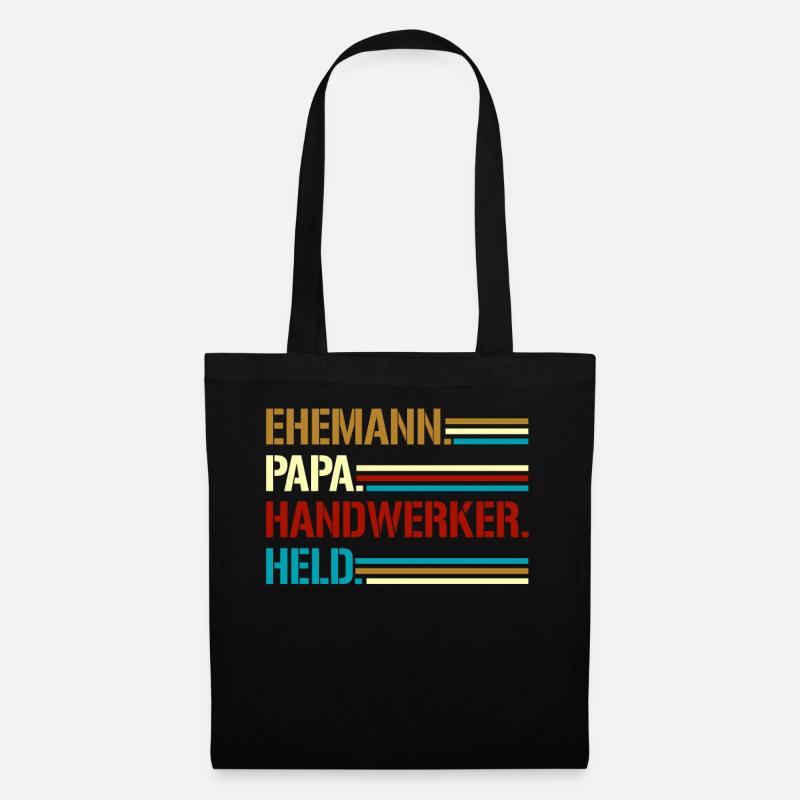 Ehemann Papa Handwerker Held - Stoffbeutel - Schwarz