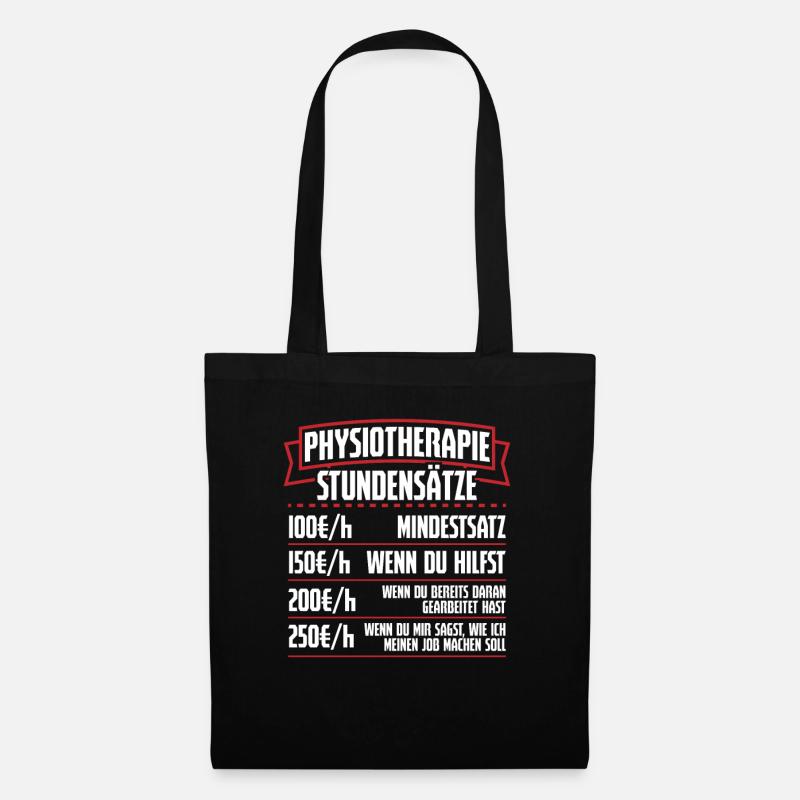 Physiotherapie Stundensätze Physiotherapeut - Stoffbeutel - Schwarz