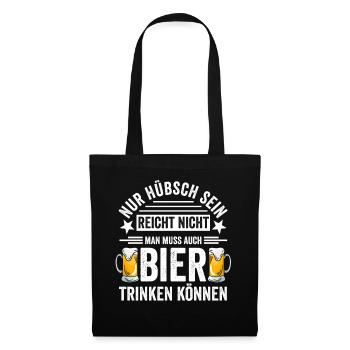 Bier Trinken Betrunken Besoffen - Stoffbeutel - Schwarz - Vorne