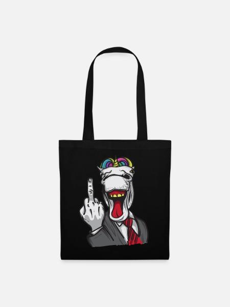 Einhorn Mittelfinger Business - Stoffbeutel - Schwarz
