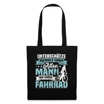Fahrrad Mountainbike Alten Mann Opa Geschenk Geek - Stoffbeutel - Schwarz - Vorne
