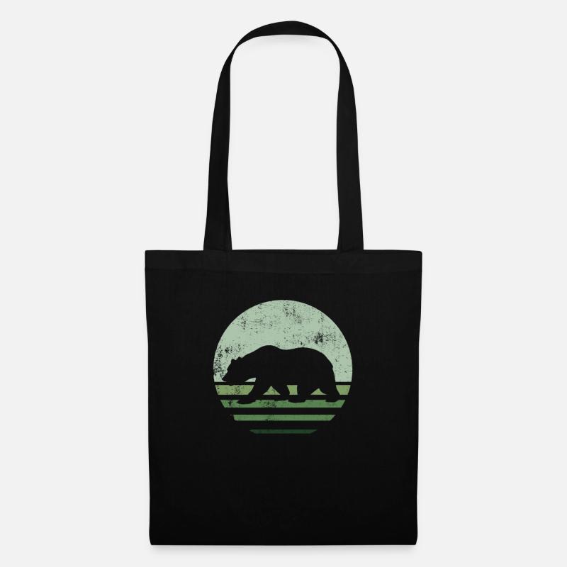 Retro Brown Bear - Stoffbeutel - Schwarz