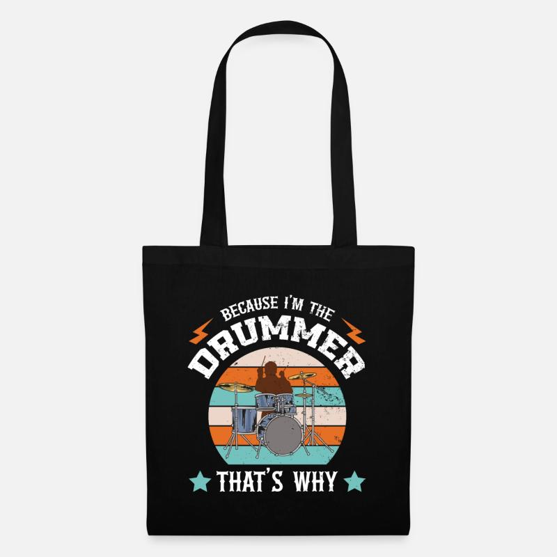 Drummer Schlagzeug Musiker Drumstick Trommel Beat - Stoffbeutel - Schwarz