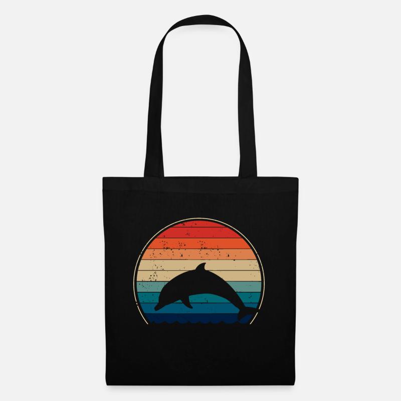 Dolphin dolphins retro - Tote Bag - black