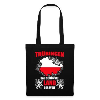 Thüringen Schönstes Land Der Welt Lustiger Spruch - Stoffbeutel - Schwarz - Vorne