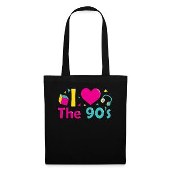 T-shirt de fête de coeur tenue rétro des années 90 - Sac en tissu - noir - Devant