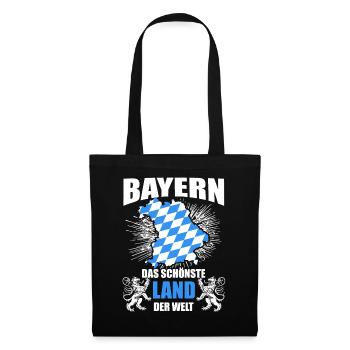 Bayern - Schönstes Land der Welt I Lustiger Spruch - Stoffbeutel - Schwarz - Vorne