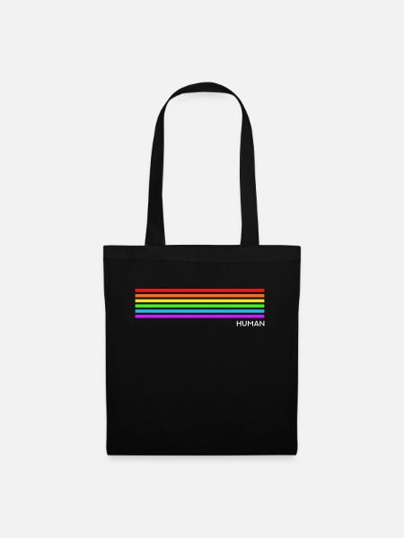 Human - Regenbogen LGBT CSD - Stoffbeutel - Schwarz