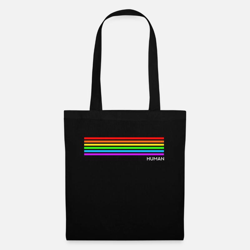 Human - Regenbogen LGBT CSD - Stoffbeutel - Schwarz