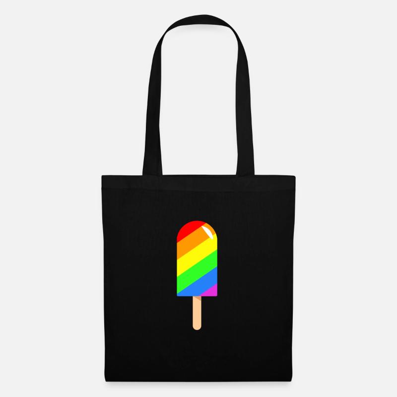 Ice cream Popsicle - Regenbogen LGBT CSD - Stoffbeutel - Schwarz