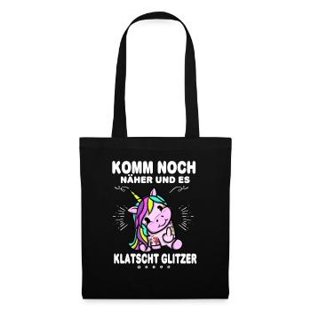 Einhorn Glitzer Aggressiv - Stoffbeutel - Schwarz - Vorne