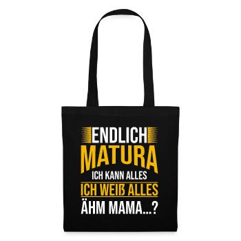 Endlich Matura Abitur Abschluss 2020 Spruch Mama - Stoffbeutel - Schwarz - Vorne