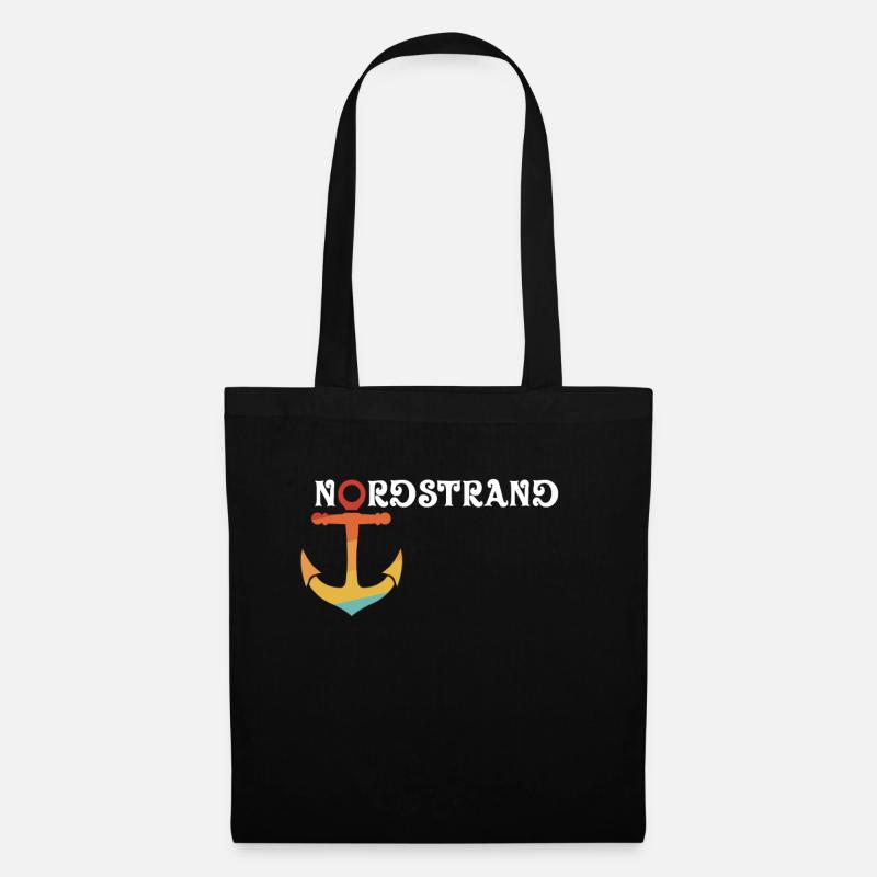 Nordstrand Retro Anker Nordsee Geschenk - Stoffbeutel - Schwarz