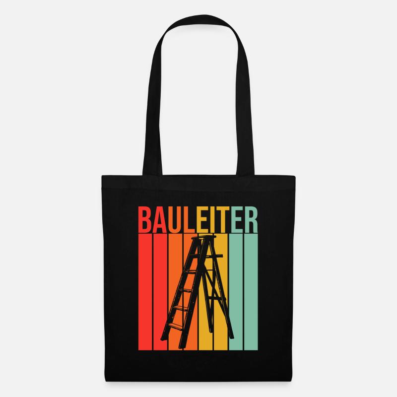 Retro Bauleiter Baustellen Baustelle Geschenk - Stoffbeutel - Schwarz