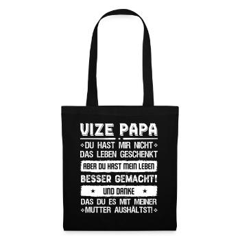 Stiefvater Papa Vater Geschenk T-Shirt bester vize - Stoffbeutel - Schwarz - Vorne