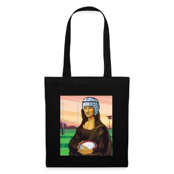 Mona Lisa Rugby Rugger Wear Rugbyspieler Geschenk - Stoffbeutel - Schwarz - Vorne
