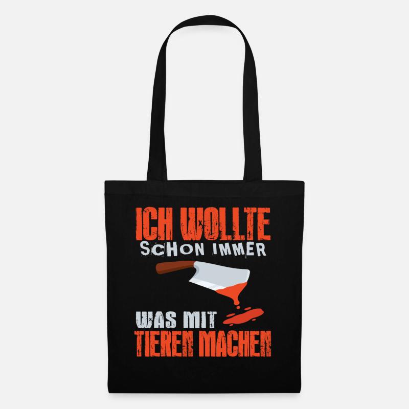 ich wollte schon immer was mit tieren machen - Stoffbeutel - Schwarz