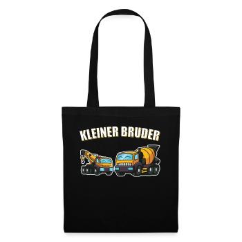 Kranwagen Mischwagen kleiner Bruder Baustelle Kind - Stoffbeutel - Schwarz - Vorne