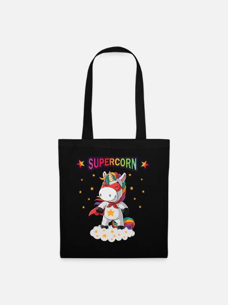Einhorn Superheld Supercorn Held Jungen Mädchen - Stoffbeutel - Schwarz