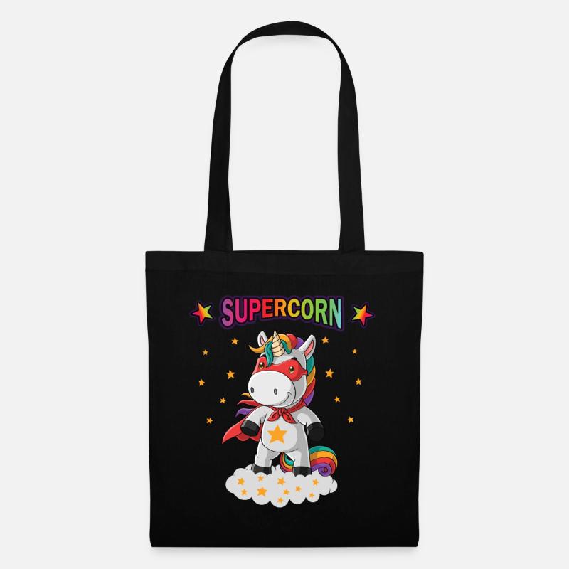 Einhorn Superheld Supercorn Held Jungen Mädchen - Stoffbeutel - Schwarz