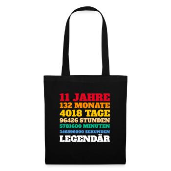 11. Geburtstag Geschenkidee Junge Mädchen - Stoffbeutel - Schwarz - Vorne