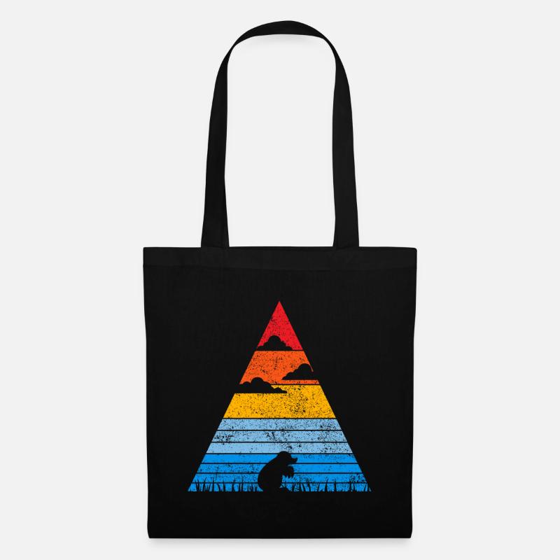 Retro Maulwurf Sunset Wühlmaus Spitzmaus Geschenk - Stoffbeutel - Schwarz