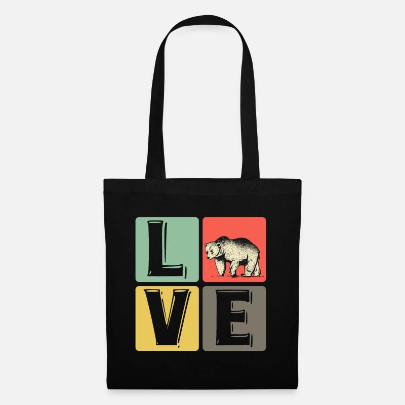 Bär - Love - Stoffbeutel - Schwarz