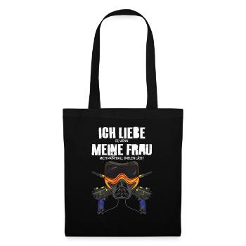 Lustiges Paintball Ich liebe meine Frau Paintball - Stoffbeutel - Schwarz - Vorne
