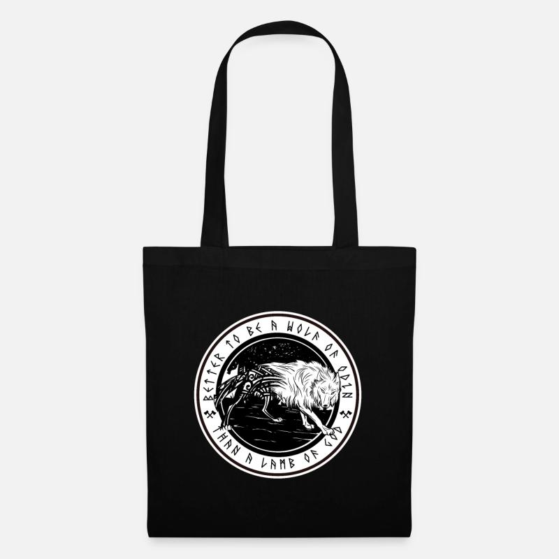 Odin Wolf Wikinger Germane Rune Walhalla Geschenk - Stoffbeutel - Schwarz
