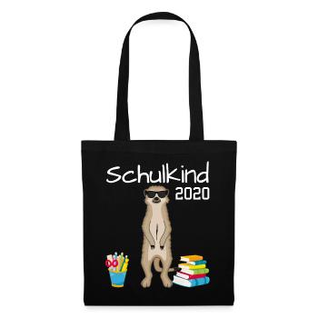 Schulkind Erdmännchen Einschulung Geschenk 2020 - Stoffbeutel - Schwarz - Vorne