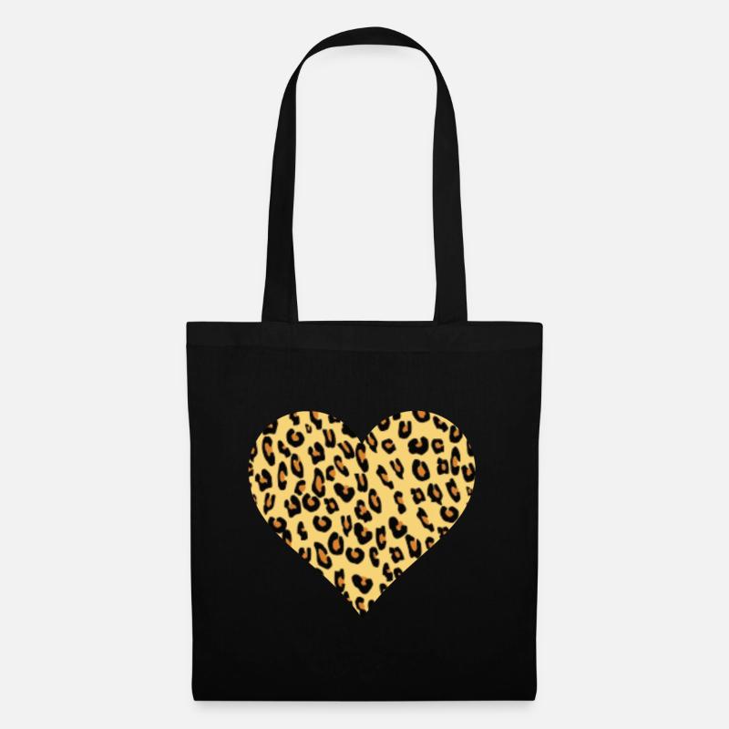 Leopard leopard fan leopard pattern heart - Tote Bag - black