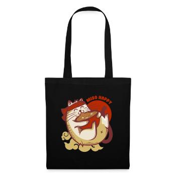 Miso Happy Chats Ramen nouilles japonaises chatons - Sac en tissu - noir - Devant