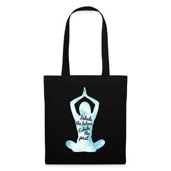 Yoga Pose Inhale Exhale Spruch Geschenkidee - Stoffbeutel - Schwarz - Vorne