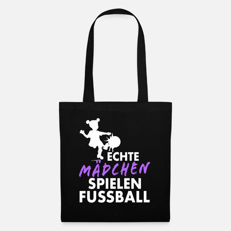 Echte Mädchen spielen Fussball Kicker Mannschaft - Stoffbeutel - Schwarz