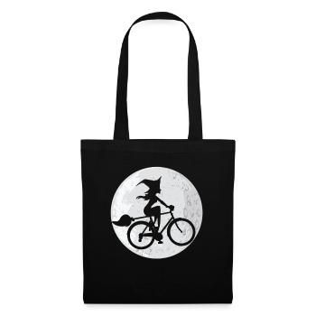 Radfahrer Fahrrad Hexe Halloween Walpurgisnacht - Stoffbeutel - Schwarz - Vorne