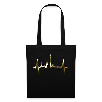 Munich Skyline Heartbeat Bayern Munich Fan Gold - Tote Bag - black - Front