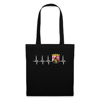 Rhineland-Palatinate flag in heartbeat ECG motif for - Tote Bag - black - Front