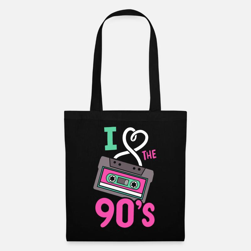 90er Retro I liebe die Neunziger - Stoffbeutel - Schwarz