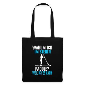 Stand Up Paddling SUP Paddeln Sommer Strand - Stoffbeutel - Schwarz - Vorne