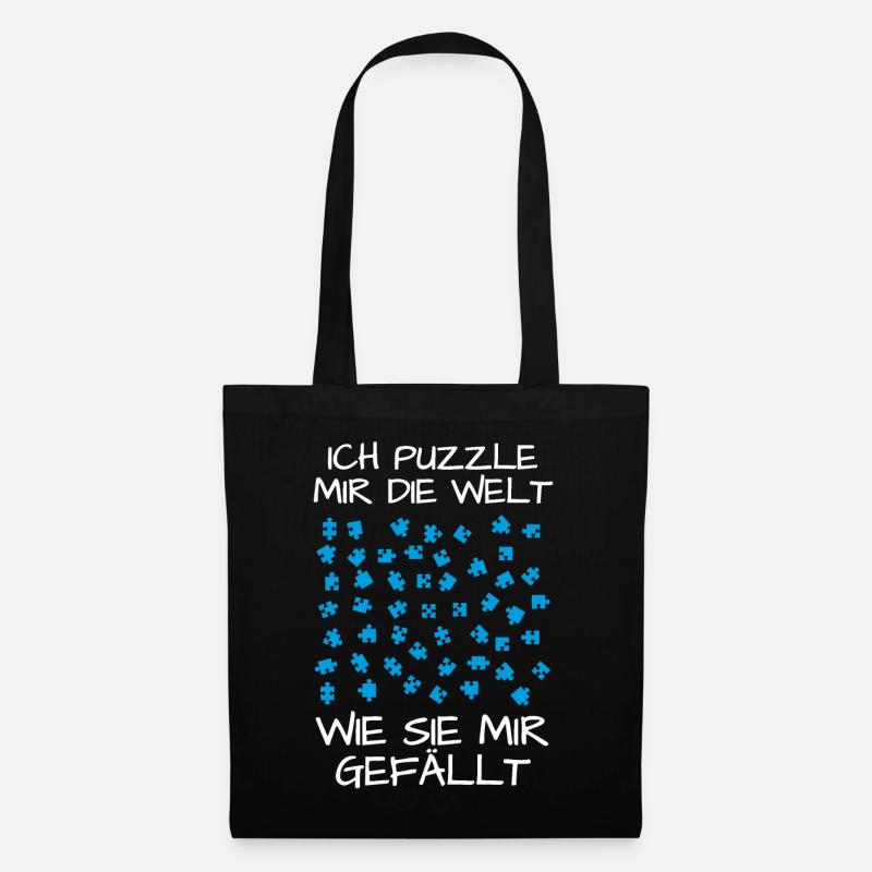 Puzzle Puzzlespiele Liebhaber Spruch Geschenk - Stoffbeutel - Schwarz