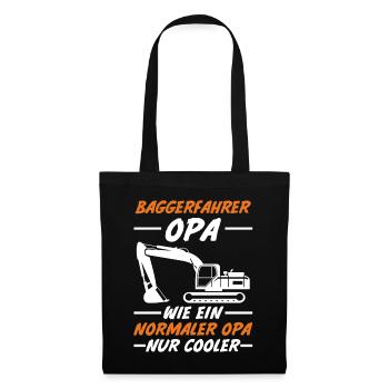 Bagger Opa Tiefbauer Großvater Baggerfahrer - Stoffbeutel - Schwarz - Vorne