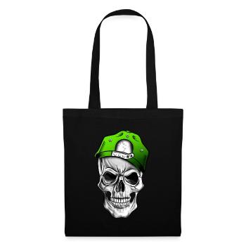 Crâne ou crâne, crâne avec casquette de baseball - Sac en tissu - noir - Devant