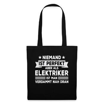 Elektriker Perfekt Geselle Meister Geschenk - Stoffbeutel - Schwarz - Vorne