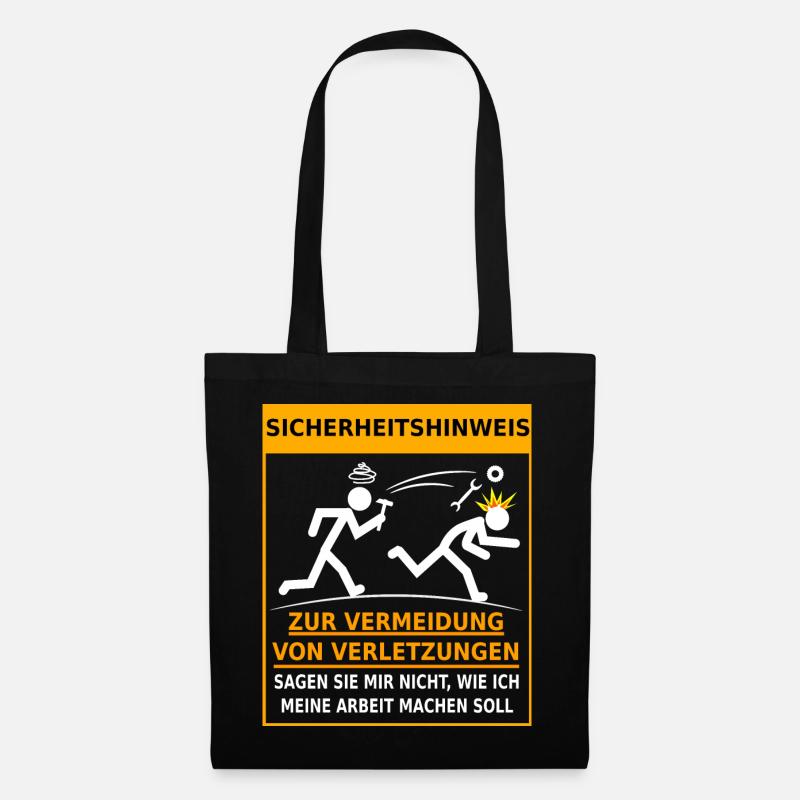 Sicherheitshinweis Arbeitsunfall Betriebsunfall - Stoffbeutel - Schwarz