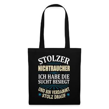 Stolzer Nichtraucher Spruch Männer Geschenk - Stoffbeutel - Schwarz - Vorne