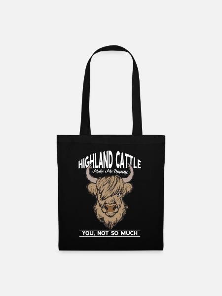 Highland Cattle make me happy you, not so much - Stoffbeutel - Schwarz