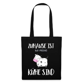 Kuh Geschenk - Zuhause ist wo meine Kühe sind - Stoffbeutel - Schwarz - Vorne