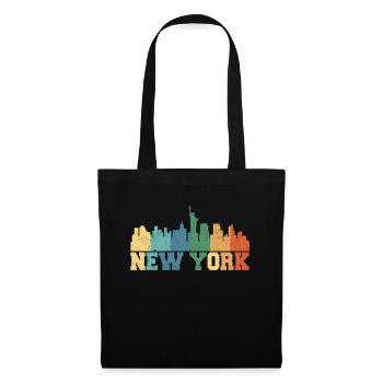 New York Skyline retro - Stoffbeutel - Schwarz - Vorne